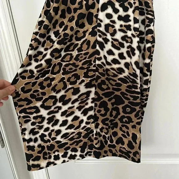 Cache Leopard Animal Print Rushed Sleeveless Sheath Dress Belted Sz 2 - Picture 8 of 9